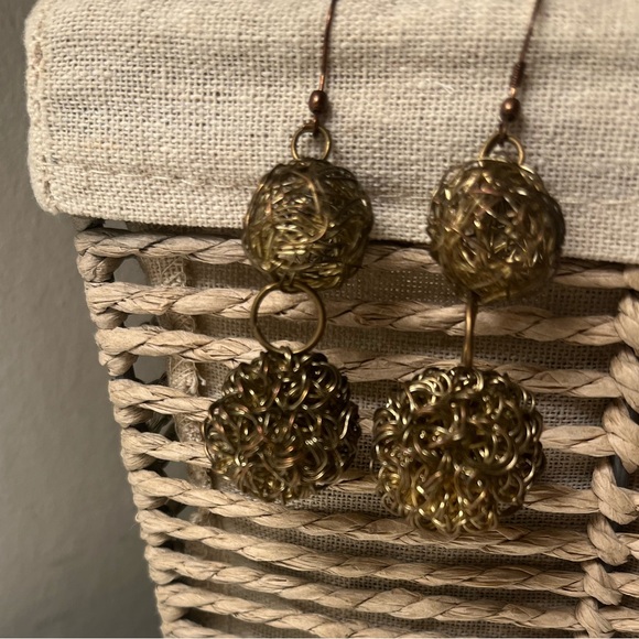 Jewelry - Golden Filigree Double Drop Earrings - Women Jewelry